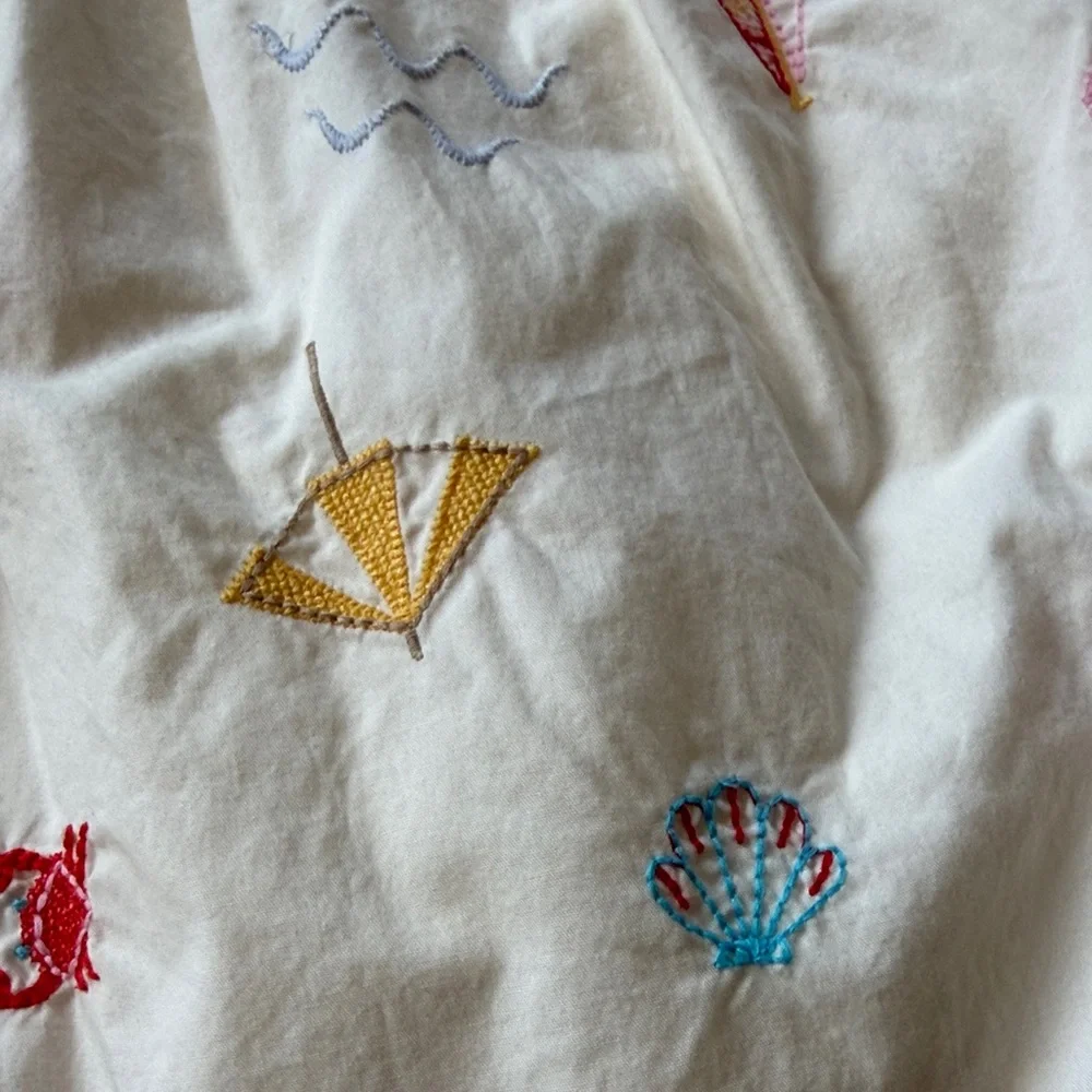 GAP Cream Sundress with Colorful Embroidery